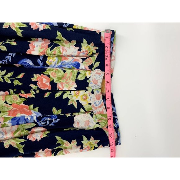 Vintage Worthington Women's Blue Floral Pleated Midi Skirt with pockets Size 10 - Picture 9 of 11